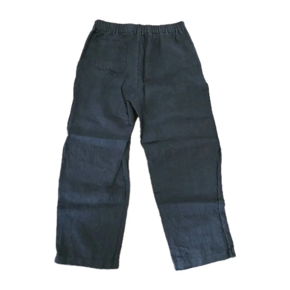 Quince Size Small 100% European Linen Pants Black Pull-on Breathable Lightweight